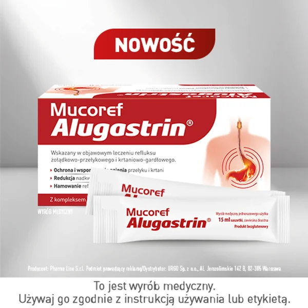 Mucoref Alugastrin® Suspension zum Einnehmen – Medizinprodukt gegen Reflux und Sodbrennen, 14 Beutel.