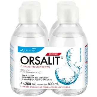 Orsalit Drink Erdbeere 4 x 200 ml – orale Rehydratationslösung mit Elektrolyten für Kinder ab 3 Jahren und Erwachsene