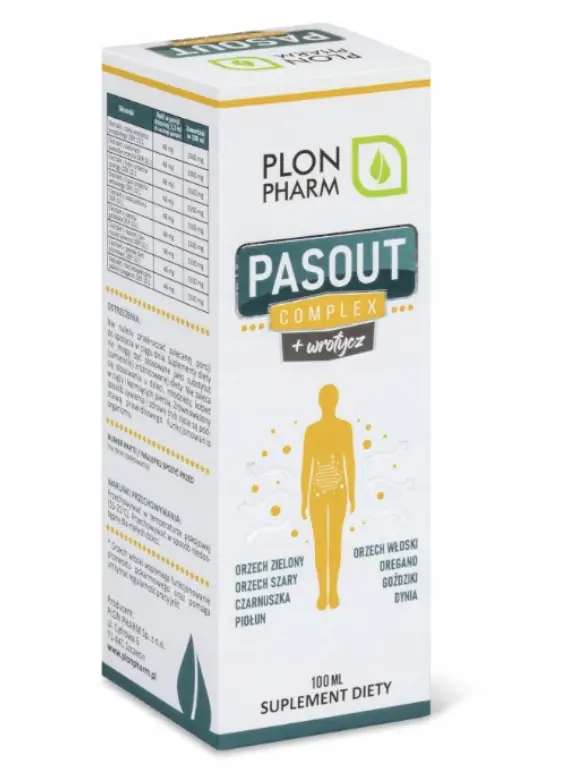 PLONPHARM Pasout Complex + Rainfarn 100 ml mit Wermut, Walnuss, Schwarzkümmel, Kürbiskern und Oregano
