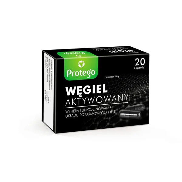 Protego Aktivkohle 20 Hartkapseln mit 150 mg Aktivkohle pro Kapsel