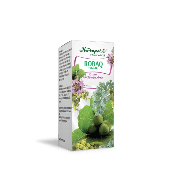 Herbapol ROBAQ Nahrungsergänzungsmittel 30 Tabletten mit Thymian, Wermut, Kalmus und Walnuss