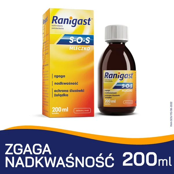 Ranigast SOS Suspension zum Einnehmen 200 ml – Medizinprodukt gegen Reflux und Sodbrennen.