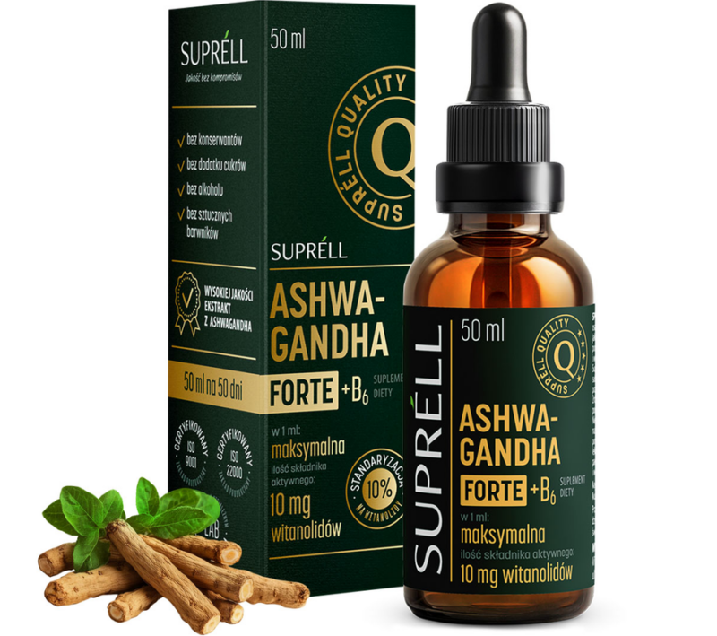 SUPRÉLL Ashwagandha FORTE + B6 50 ml – flüssiger Ashwagandha-Extrakt mit Vitamin B6 und Dosierpipette