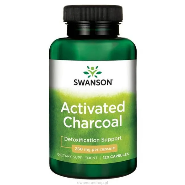 Swanson Activated Charcoal 120 Kapseln mit pulverisierter Aktivkohle aus Holzkohle, 520 mg pro Tagesportion