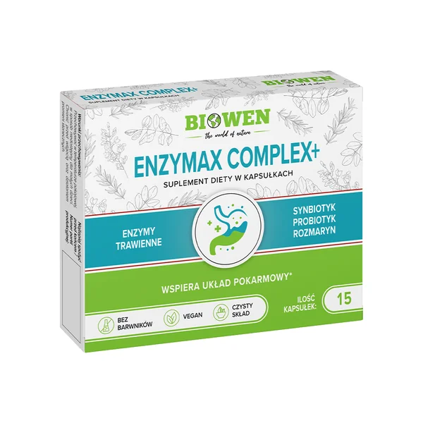 BIOWEN Enzymax Complex+ 15 Kapseln mit Verdauungsenzymen, Probiotikum, Synbiotikum und Ballaststoffen