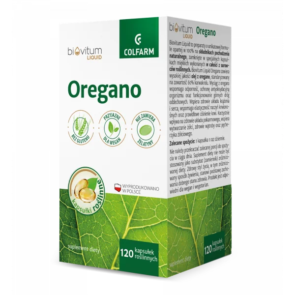 Biovitum Liquid Oregano 120 Kapseln mit Oreganoöl in Olivenöl und 60 % Carvacrol
