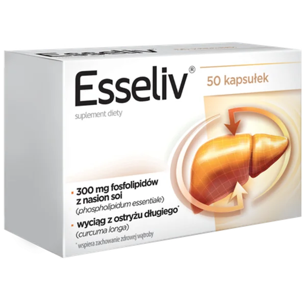 Esseliv 50 Kapseln mit Sojaphospholipiden, Phosphatidylcholin und Kurkumaextrakt