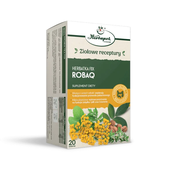 Herbapol Robaq Fix 20 Beutel Kräutertee mit Zitronengras, Thymian, Pfefferminze, Wermut, Rainfarn und Walnuss