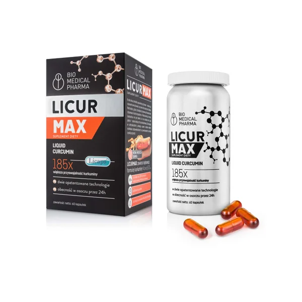 Licur Max 60 Kapseln mit 720 mg mizellarem NovaSOL Curcumin aus Kurkuma und Vitamin C