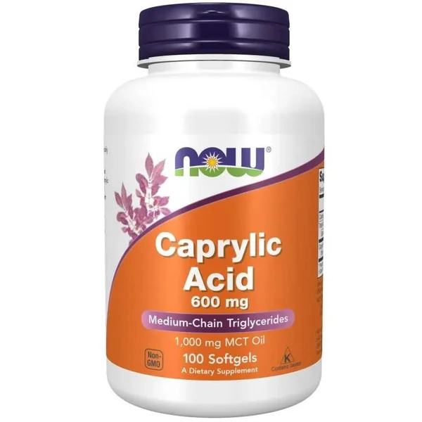 NOW Foods Caprylsäure 600 mg 100 Kapseln mit MCT aus Kokos- und Palmöl