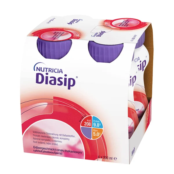Nutridrink Diasip Trinknahrung mit Erdbeergeschmack 4 x 200 ml von Nutricia