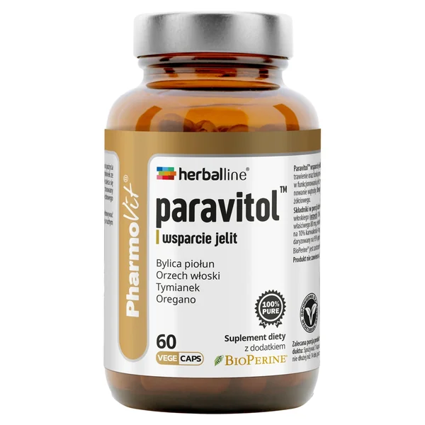 Pharmovit Paravitol 60 Kapseln mit Wermut, Walnuss, Thymian, schwarzem Knoblauch, Oregano und BioPerine