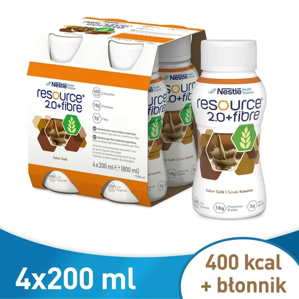 Resource 2.0+Fibre Trinknahrung mit Kaffeegeschmack 4 x 200 ml von Nestlé