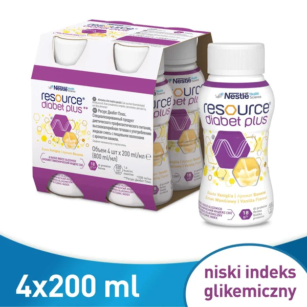 Resource Diabet Plus Trinknahrung mit Vanillegeschmack 4 x 200 ml von Nestlé